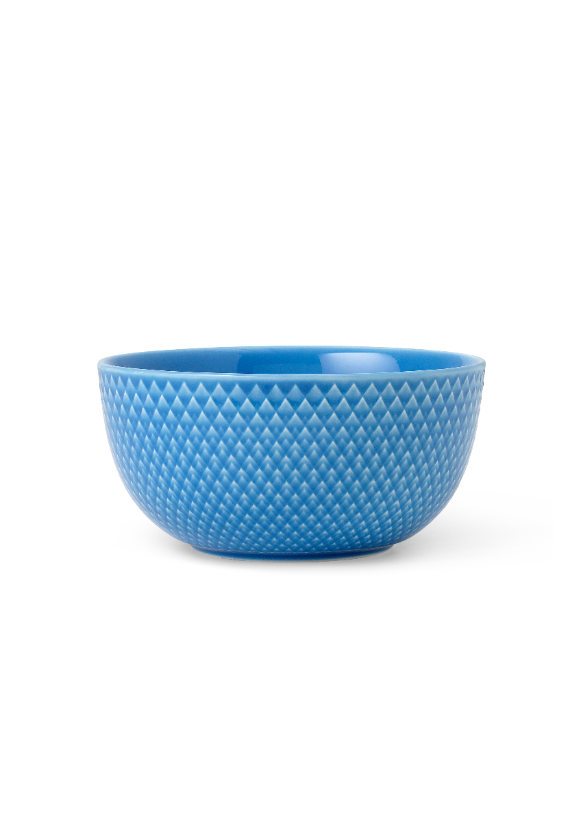 Lyngby Porcelæn Rhombe color skål, blå - H: 6,5 cm. - Bahne